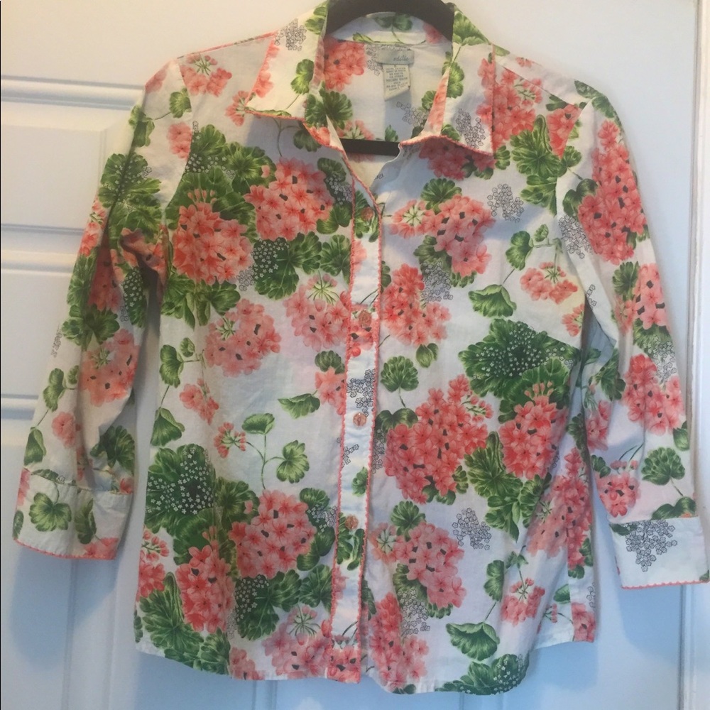 Odille Vintage 100 percent Cotton Floral Blouse